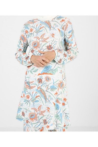 RESPİRO Off-white Cotton Pattern - Thin Breathable Summer Tunic