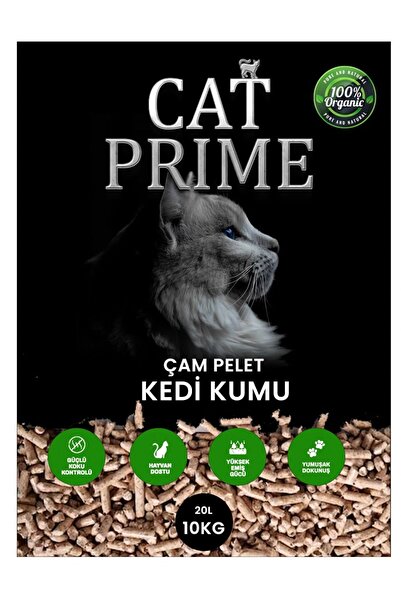 CAT PRİME Kedi Kumu %100 Organik Çam Kokulu Çam Peleti 6 mm 20 lt (10kg)
