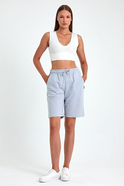 COMEOR Gray Soft Fabric - Comfortable Cut Women's Bermuda Shorts with Pockets