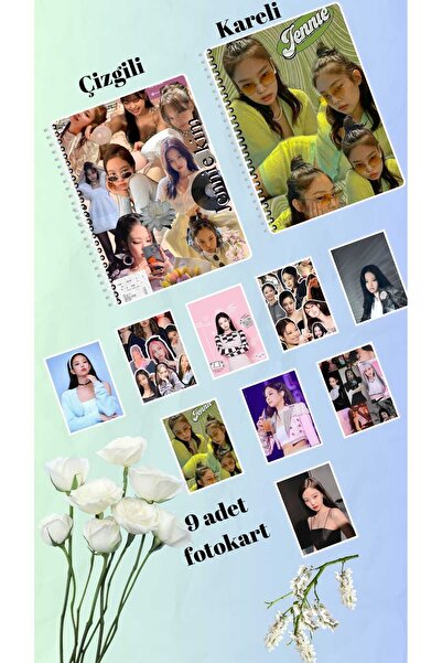 animeandyourworld jennie blackpink defter 2 adet  çizgili ve kareli + 9 adet ...