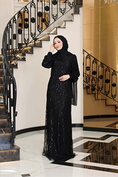 Genel Markalar Balon Kol Taş İşlemeli Abiye 2475