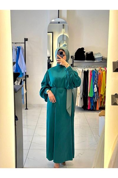 Ahel Tasarım Ahel Satin Green Dress