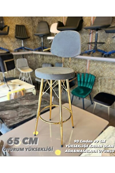 The SANDALYE SHOP Yeni,Gold Dolce Bar Sandalyesi 65 cm  Gri Babyface.90 cmden...