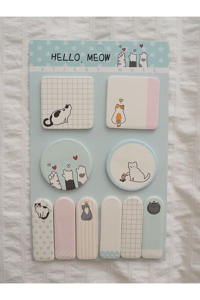 Planet Butik Blue Cat Designed Post-it Set