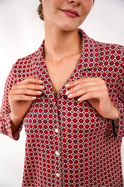 Butik Ethnic Patterned Long Sleeve Pajamas Set