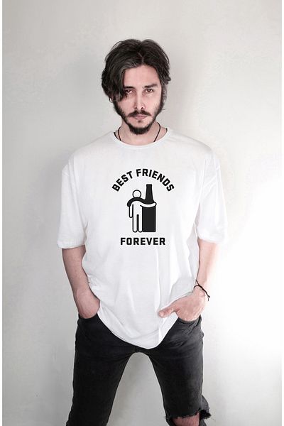 Darkia Beer Best Friend Forever - Oversize White T-shirt