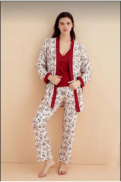 Mihra SS24 30201-03 Women's / Marla Dressing Gown Six Long Set / Red