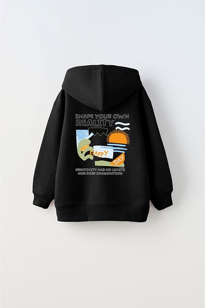 The Champ Clothing Детски унисекс суитшърт с качулка Polar Shape - черен принт