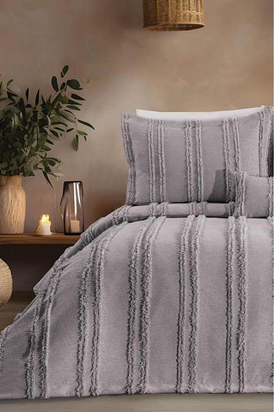 Çeyiz Diyarı Gray Double Bedspread - Ways Chenille