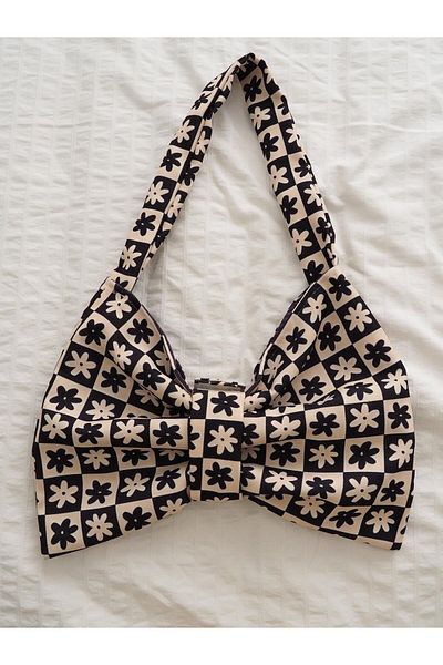 Planet Butik Flower Bag with Checkered Bow Design