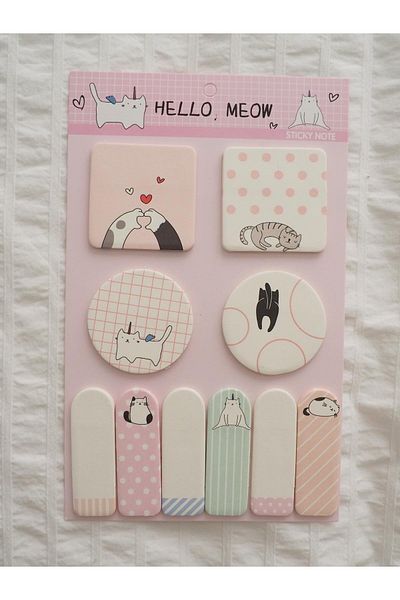 Planet Butik Pink Cat Designed Post-it Set