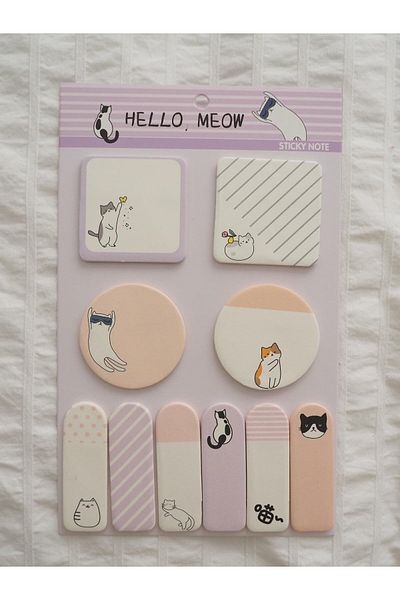 Planet Butik Purple Cat Designed Post-it Set