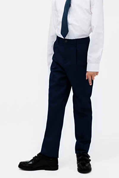 YAKAMEL Erkek Lacivert  Lise Boy Likralı Baskısız Düz Dokuma Kumaş Okul Pantolonu
