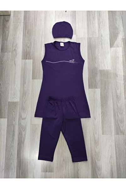 Sunsurf Lazella Sıfır Kol Çocuk Tesettür Mayo Yarım Kapalı