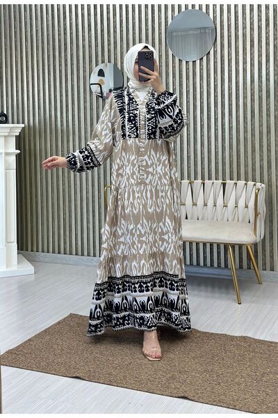 Moda Krash Yzlik Viscose Dress - Geometric Pattern