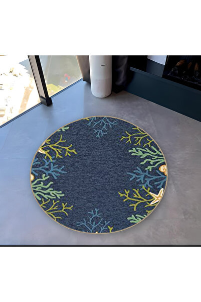 Rugs Modern Halı Mira Yuvarlak Mavi Yeşil Mercan Detaylı Dokuma Taban Modern ...