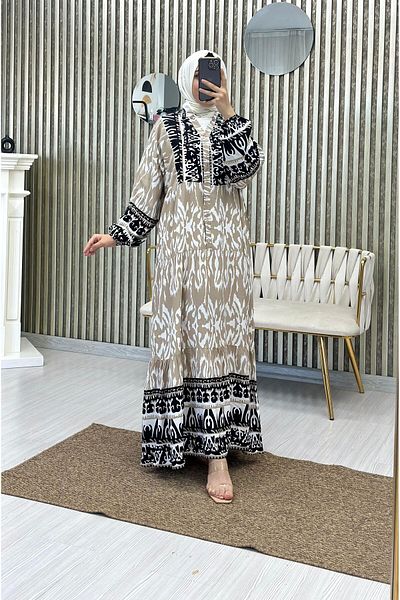 Moda Krash Yzlik Viscose Dress - Geometric Pattern