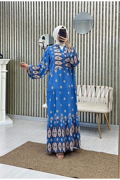 Moda Krash Patterned Raincoat Viscose Dress - Authentic