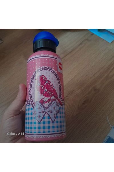 emsa Teens Bird Pattern Durable Pink Aluminum Water Bottle