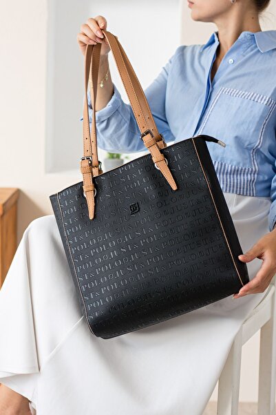 Just Polo Women's Embossed Printed Oversized Shoulder Bag and Wallet Combinat...
