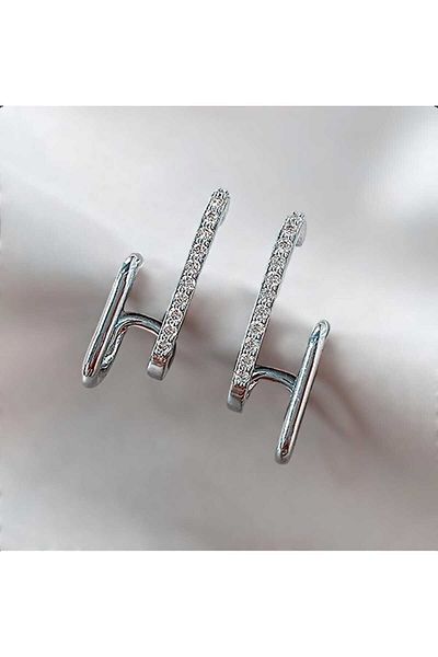 Setre Double Earrings Look Zircon Stone Earrings