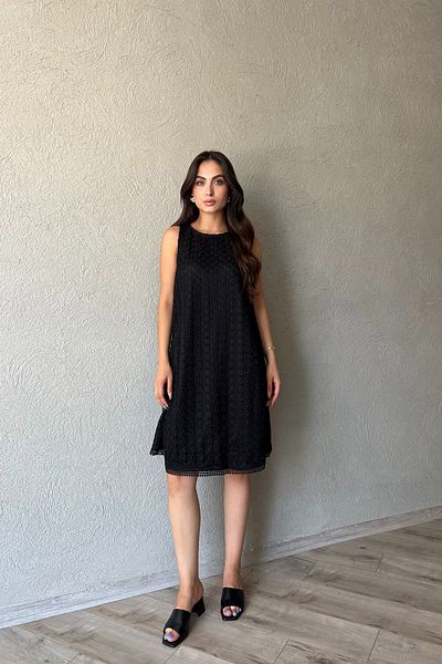Seda Yalçın Atelier Lace Embroidered Black Dress