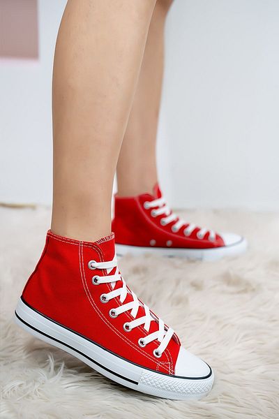 Shupe Unisex Red High Top Model Linen Sneaker
