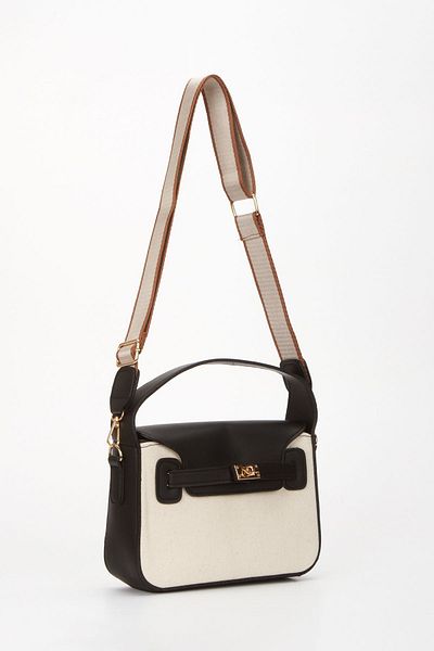 Newish Black Canvas Women's Bag - Hand and Cross Model