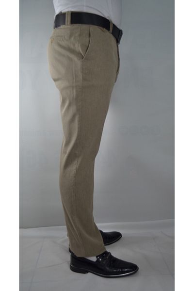 Bomonti Men's Striped Regular Cotton Trousers - Battal