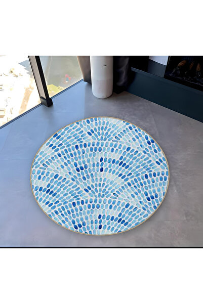 Rugs Modern Halı سجادة ميرا دائرية بنقاط باللون الأزرق وقاعدة منسوجة للديكور ...