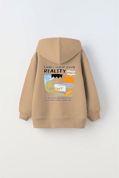 The Champ Clothing Μπεζ Unisex Παιδική κουκούλα - Φούτερ με κουκούλα, Fleece Shape Your Own Reality Printed