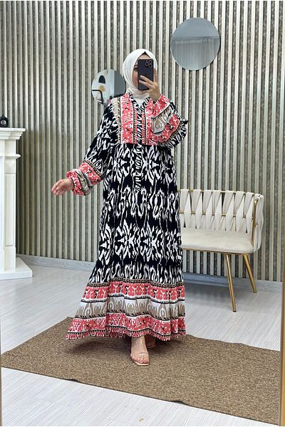 Moda Krash Yzlik Viscose Dress - Geometric Pattern