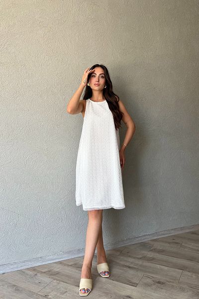 Seda Yalçın Atelier Lace Embroidered White Dress - Detailed Design