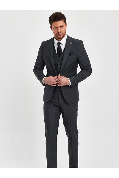 Terziayhan Tailor Ayhan anthracite 5 button vest slimfit suit