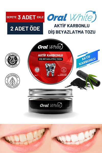 Oral White مسحوق تبييض الأسنان بالكربون المنشط 50 جرام