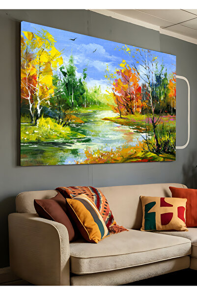 AR AJANS KANVAS TABLO Φθινοπωρινό Φωτιστικό Δίπλα στην Σπίθα Διακοσμητικό Πίν...