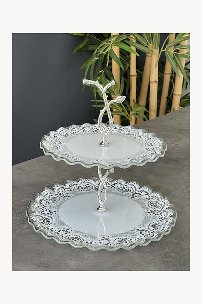 Doğudeko Marche Layered Service with Lace and Silver Detail