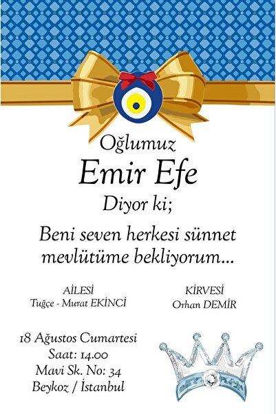 Belinay Sünnet Davetiyesi 400-04 (100 adet)