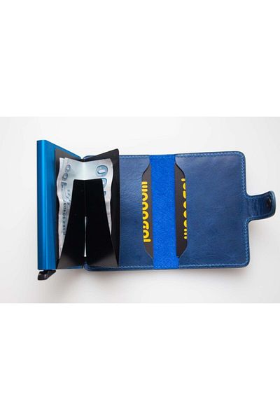 Wrapsol Mechanism Wallet Single Blue Leather