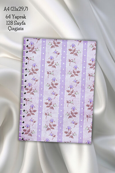 daily notebook Çiçekli Çizgisiz A4 Okul Defteri,64 Yaprak (21x29,7 cm)