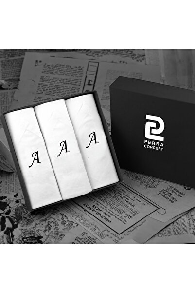 PERRA Kişiye Özel Harf Baskılı Unisex 3'lü Mendil