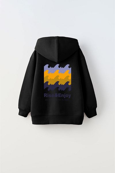 The Champ Clothing Детски унисекс суитшърт с качулка и полар, щампа Rise And Enjoy