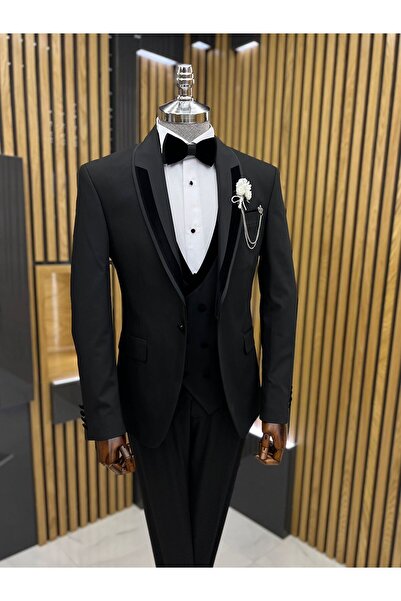 Terziayhan 018 Model Slimfit Groom Suit Shawl Collar Suit