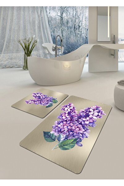 Ardizayn طقم مرحاض مكون من قطعتين من القطن العضوي المنسوج بنمط زهرة أرجوانية ...