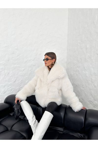 KİLSBUTİK Women's Shawl Collar Plush Coat