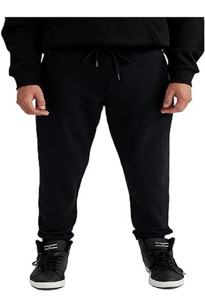 FUNSTYLE Ανδρικό καλοκαιρινό sweat παντελόνι Plus Size Μαύρο - Ελαστικό πόδι, 2 κλωστές