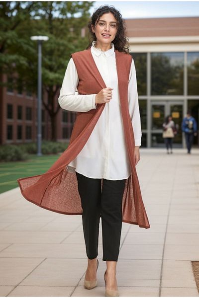 RESPİRO Large Size Simple Long Vest - Breathable, Flowy, Seasonal Women's Mother Vest