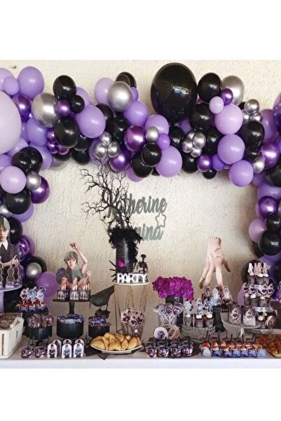 party mix Wednesday Doğum Günü Konseptli Balon Zinciri 65 Adet | Wednasday Ba...
