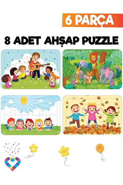 esatoys 6 Parçalı Montessori Ahşap Puzzle Seti – 2‑3 Yaş Eğitsel Oyun