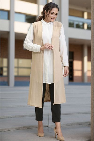 RESPİRO Large Size Simple Long Vest - Breathable, Flowy, Seasonal Women's Mother Vest